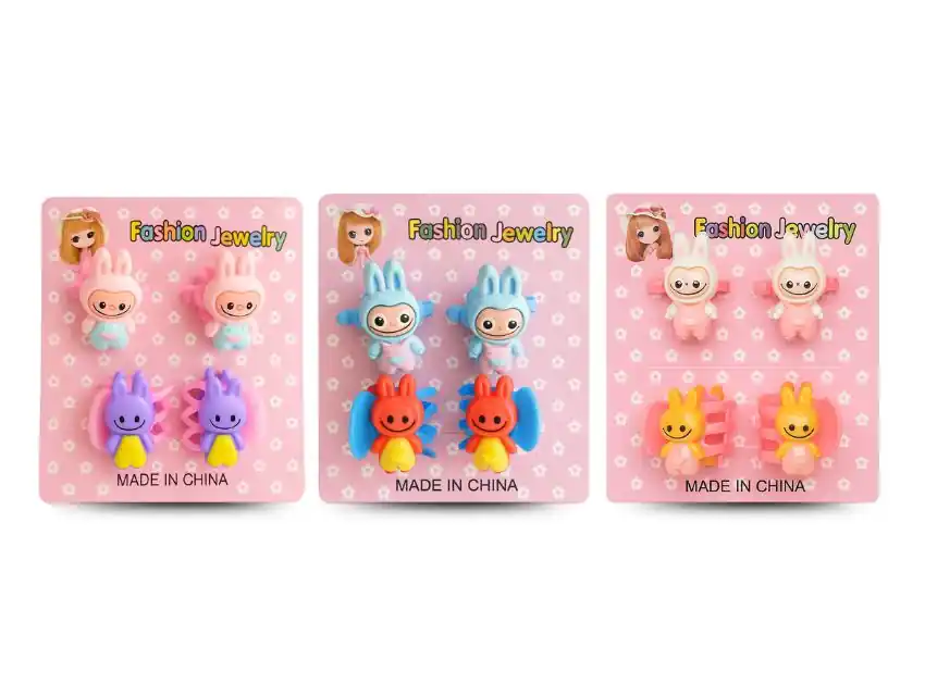 BLISTER DE GANCHITOS DE PLASTICO PARA EL PELO LABUBU  X 24 UN